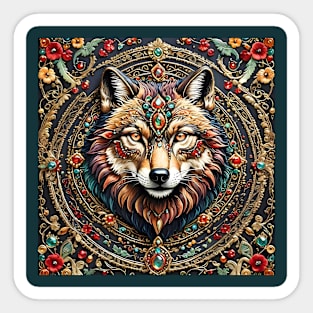 Exquisite Bejewelled Wolf Sticker